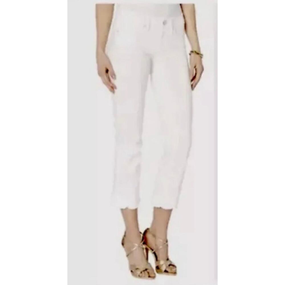 Lilly Pulitzer South Ocean Slim Crop Resort White Scalloped Jeans - Size 4